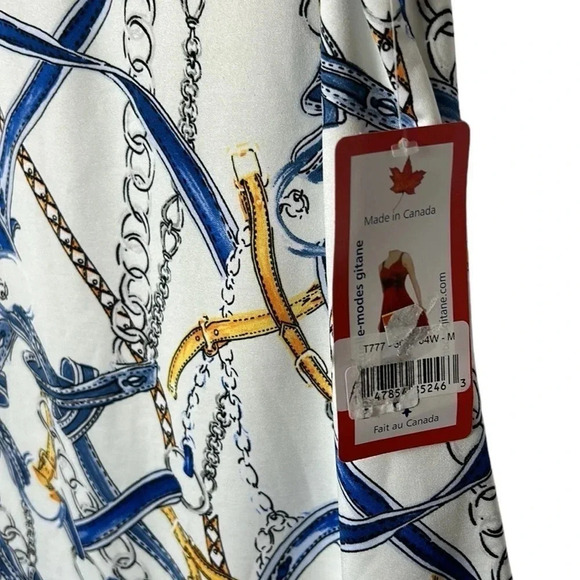 Y2K Gitane  NET,🇨🇦  top,sleeveless tunic,rounded hem, knots ,chains,coastal,sail - Picture 7 of 9